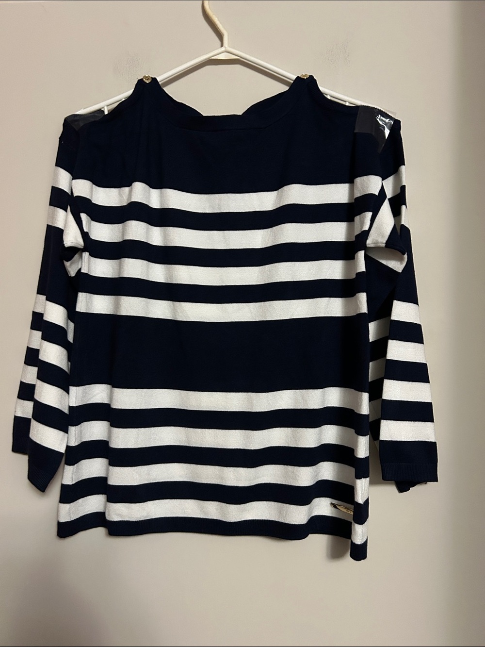 Jones New York viscose/nylon navy/white stripe pullover sweater new/tags size S